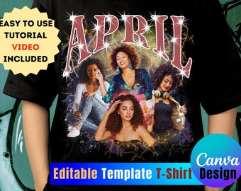 Custom Bootleg Rap Tee Template: Editable Retro Design (Canva)