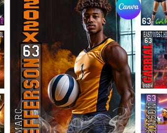 Volleyball Senior Night Poster Template: Canva Sports Background (Digital Download)