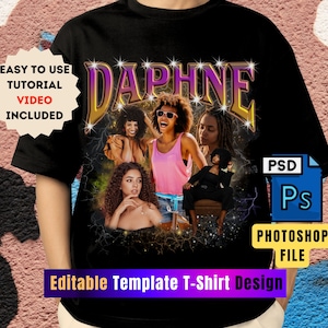 Bootleg Rap Tee Template Digital Editable Custom Bootleg Rap Tee Template Personalized Bootleg Photoshop PSD Vintage 90&#39;s Bootleg DTF Design