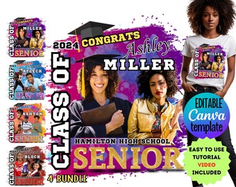 Graduation T-Shirt Canva Template: Class of 2026 Senior Grad Family Shirt Design (Editable Canva)