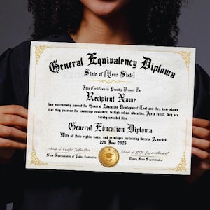 GED Diploma Certificate Replica Template, High School Diploma Template, Graduation Diploma Design, Diploma With Golden Seal Diploma Replica