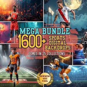 1600+ Bundle Sports Digital Backdrops, Fog Smoke Overlays, Digital Backgrounds, Football, Softball, Soccer, Tennis, Basketball, Volleyball