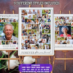 Funeral Welcome Sign Celebration Of Life Poster Templates, Funeral Photo Collage Sign Set Templates, In Loving Memory Sign, Memorial Poster