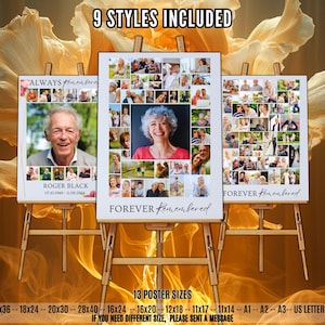 Celebration of Life Sign Template Funeral Photo Collage Sign Set Templates, Funeral Welcome Sign Template, In Loving Memory, Memorial Poster