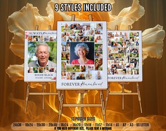 Celebration of Life Photo Collage Sign: Funeral Memorial Template (Canva)