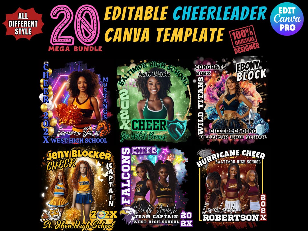 Editable Cheerleading Template Cheer Shirt Sports Photography