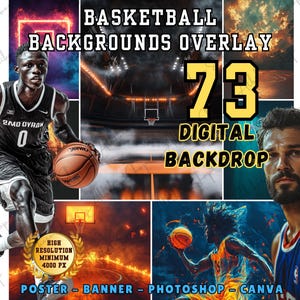 Basketball Stadium Photography Backdrop: Sports Poster, Photoshop Banner (Digital Download)