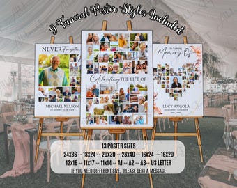 Fotocollageposter begrafenis: sjabloon Celebration of Life (digitale download)