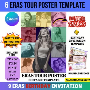 Eras Tour Birthday Template Editable Era Birthday Invitation Template PNG Editable Concert Poster Create Your Own Editable Eras Poster Shirt