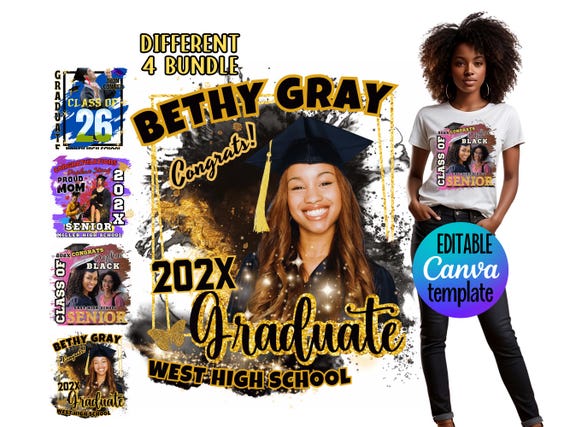 2026 Graduation TShirt Senior Grad Shirt Template: Class of Family Senior Design (Canva Editable)