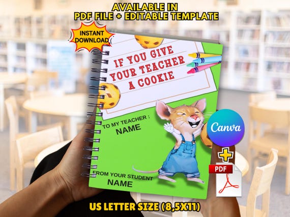 Teacher Appreciation Mice Cookie Book Template: Printable End of Year Gift (PDF & Canva)