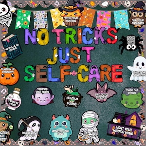 Halloween Mental Health Bulletin Board Kit: Printable Fall Classroom Decor, Scool Decoration (Digital Download)