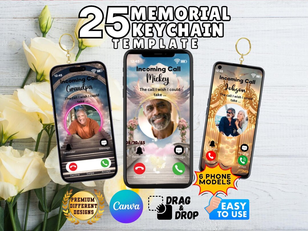 Personalized Memorial Keychain Template: Phone Call From Heaven (CANVA ...