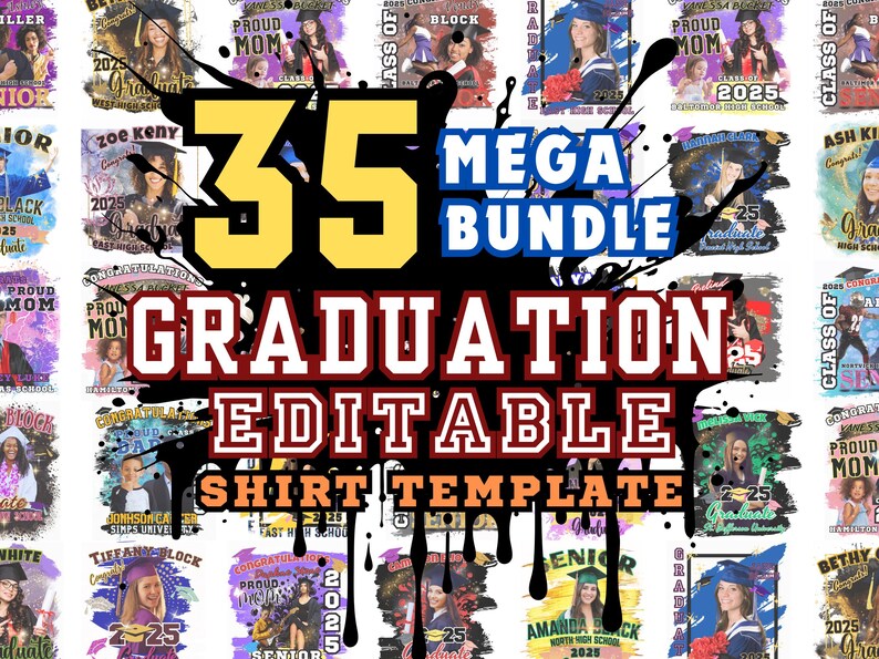 2026 Graduation Shirt Template Grad Tee Bundle: Class of 26 Graduate Tshirt Desings Canva Design (Digital Download)