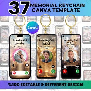 Custom Memorial Keychain Template Canva, In Love Memory Editable Phone Keychain Design Phone Heaven Background, The Call I Wish I Could Take