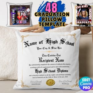 Plantillas de almohadas de graduación: Diploma GED, Réplica de diploma de posgrado, Diseño de almohada de graduación, Certificado de felicitaciones (PNG)