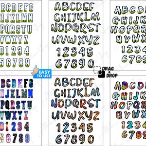 Editable letter frame template set for fun font customization.