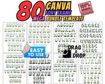 Canva Letter Frames Bundle Doodle Font Png  Template,  Fill Your Own, Alphabet Font Design Photo Collage Editable Fill Printable, Drag Drop
