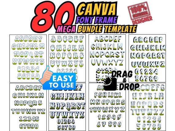 Canva Letter Frames: Doodle Font PNG Template (Digital Download)