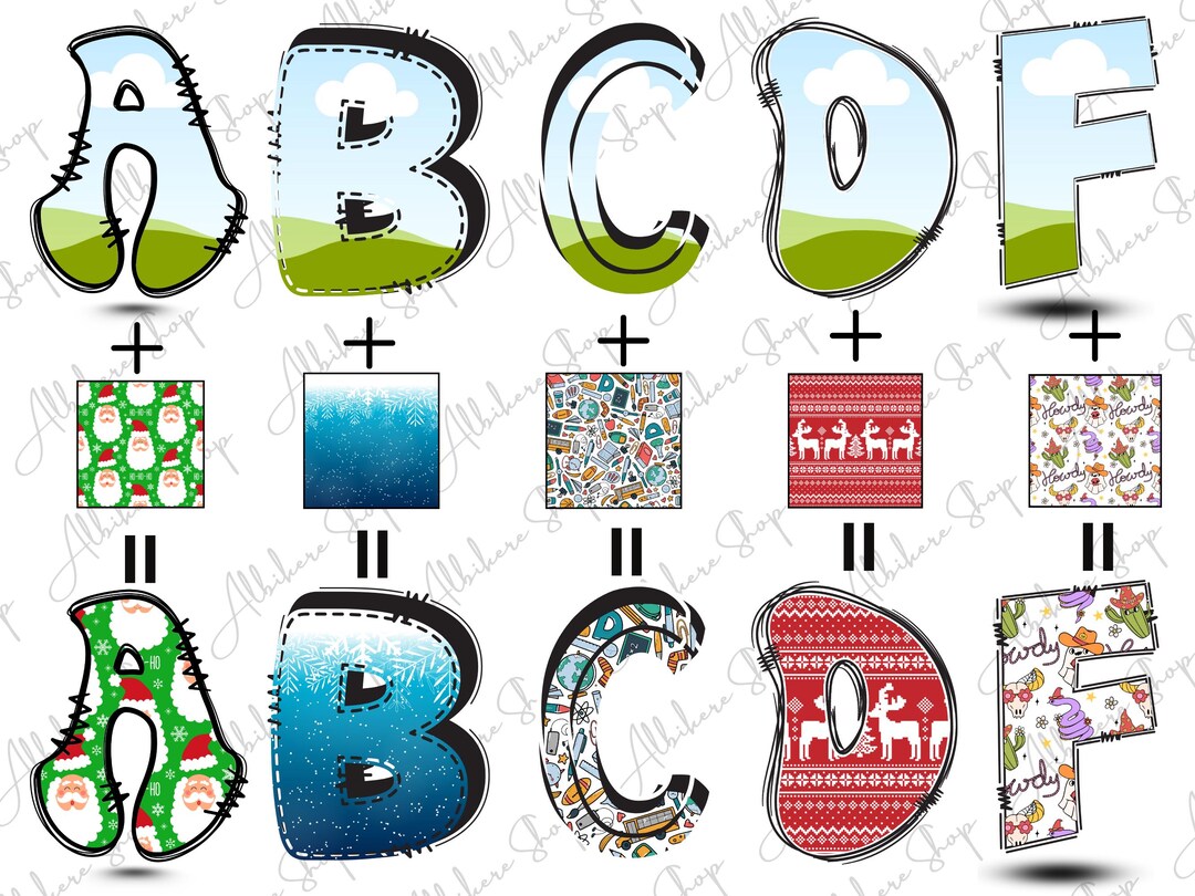 Canva Alphabet Frame Doodle Letters Template: Drag & Drop Font (digital ...