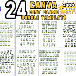 Plantilla de conjunto de letras doodle con marco de alfabeto de Canva. Rellena tu propia fuente. Letras editables de Canva. Arrastra y suelta. Diseño de monograma de marco de Canva (PNG).