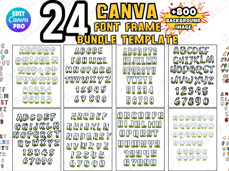Editable doodle alphabet letters for Canva with custom fill option.
