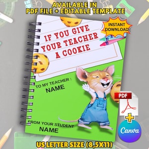 If You Give Teacher Cookie Book Gift, Teacher Appreciation Gift, End of Year Teacher Gifts, Book Template Gift, Canva Editable Book Template