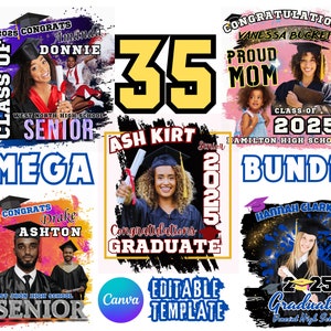 Senior 2025 Shirt Design Bundle: Graduation Canva Template (Digital)