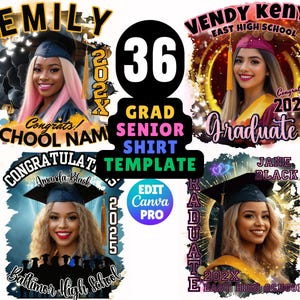 Senior 2025 Abschluss T-Shirt Vorlage: Foto Canva Design hinzufügen (Digitaler Download)