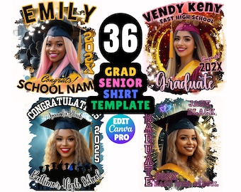 2027 Graduation Custom Shirt  Editable Canva Bundle Templates 2027 Senior Grad Tshirt Template Graduate Tshirt Template High School Poster