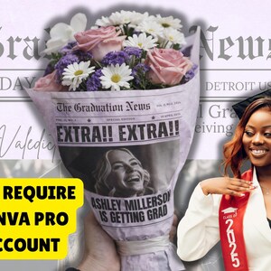 Graduate Newspaper Template | Graduation Announcement | Printable Canva Template | Editable Design | Senior Keepsake Gift image 2