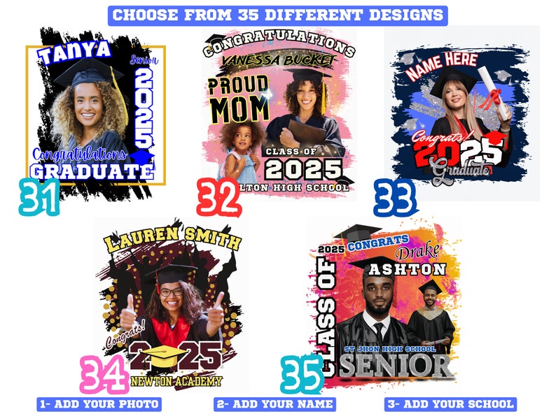 DIY Editable Canva Bundle Grad 2025 Senior School Design Shirt