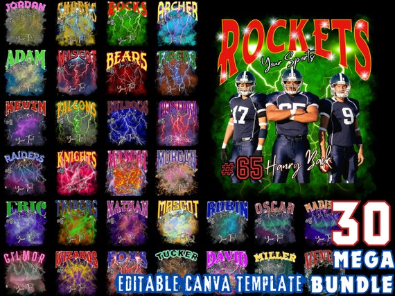Football Mascot T-Shirt Template Photo Collage Design Canva Editable Digital Download