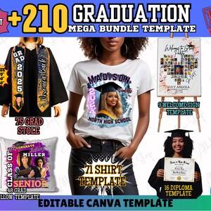 2026 Graduation Shirt Stole Diploma Pillow Template, Personalized Class of 2025, High School Grad Sign, Custom Senior Shirt, Bootleg Shirt