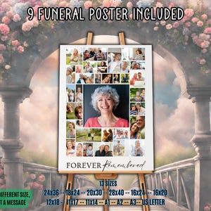 Memorial Photo Collage Template: Funeral Welcome Sign (Canva Editable, Digital Download)