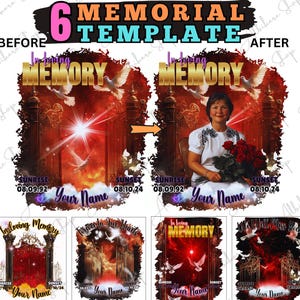 Memorial Shirt PNG Template: Red Black Design (Canva Editable, Digital Download)