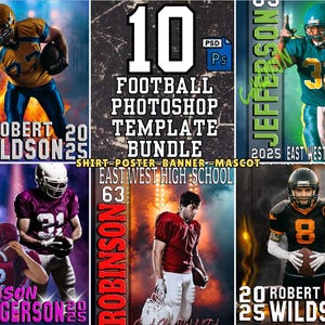Photoshop Football Sports Templates Social Media PSD File, Football Mascot Shirt Photoshop PSD File, Football Player Poster Template Banner