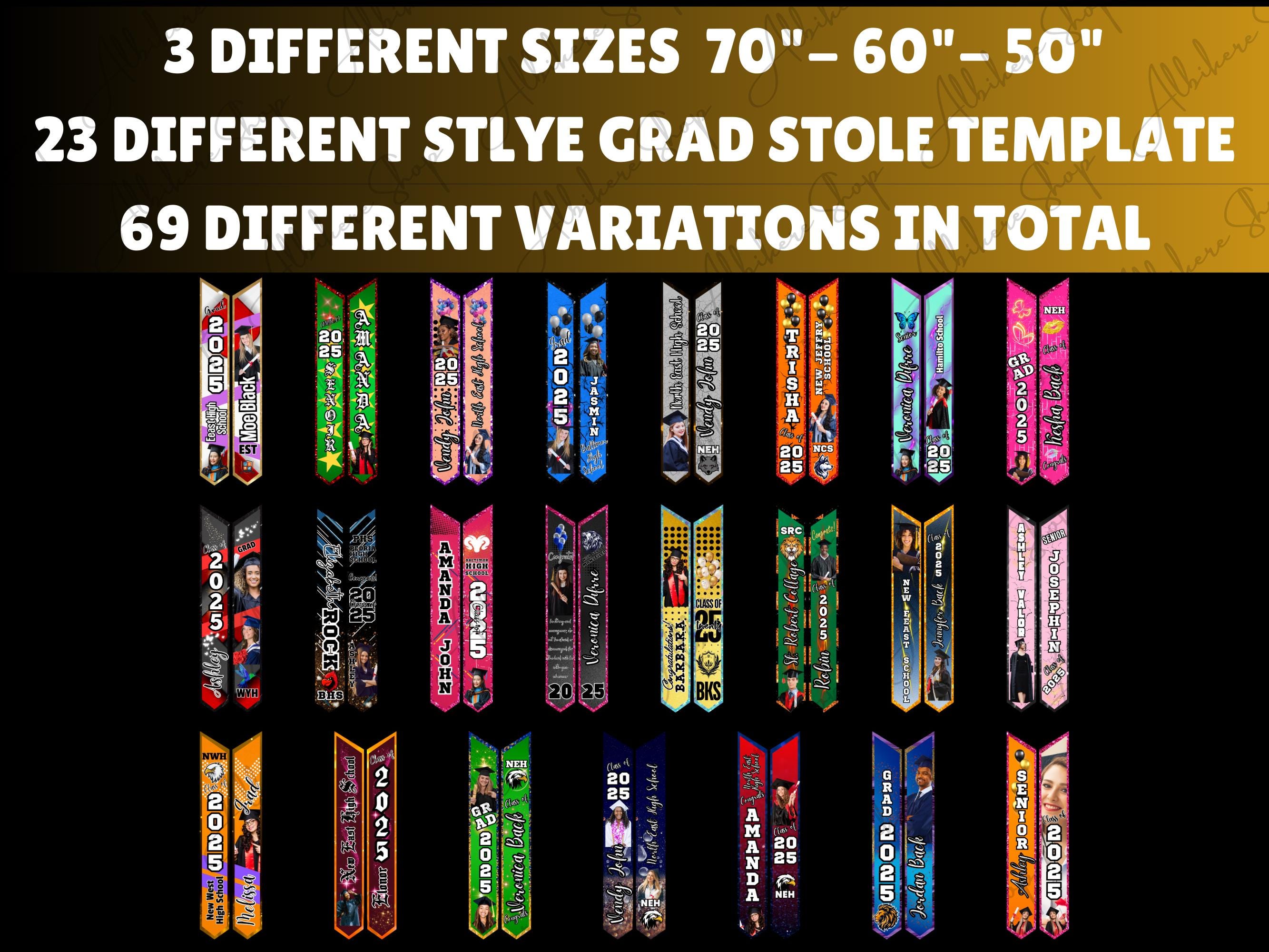 Graduation Stole Class of 2026 Grad Sash Editable Canva Templates ...
