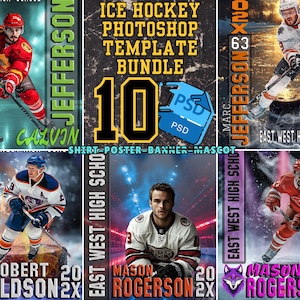 Photoshop Ice Hockey Template Poster PSD File, Design Your Own Custom Senior Hockey Team Sports Posters, Ice Hockey Player Poster Photoshop
