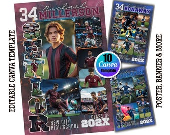 Plantilla de póster de fútbol senior / Banner deportivo de Canva (descarga digital)