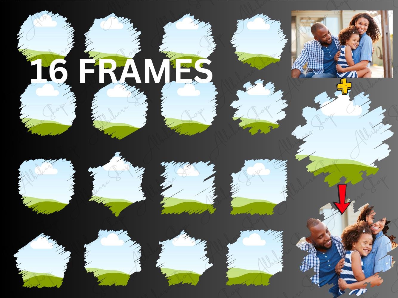 Bleach Effect Distressed Canva Frames Bundle: Drag & Drop Photo Collage ...