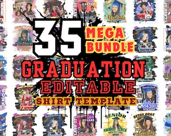 Graduation Shirt Template Grad Tee Designs: Editable Senior Design, Class of 2026 Gradaute Tshirt
