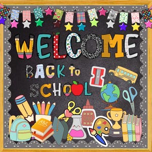 Welcome Back to School Bulletin Board PDF, Printable Classroom Door Decor, Inspiration Printable Decor, Motivational Bulletin Board Kit Gift