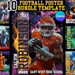 Football Poster Canva Template: Senior Team Sports, Gameday Banner (Digital Download)
