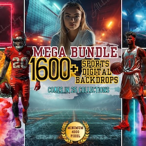 Sports Digital Backdrops Bundle: Senior Banner, Poster Design (PNG, JPG)