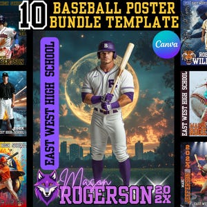 Honkbalspeler poster canvassjabloon, sportsjablonen, honkbal posterontwerpen, senior ontwerp je eigen team fotosjablonen honkbalkaarten