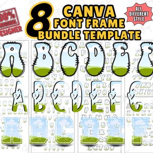 Doodle Letter Canva Frame PNG Template: Fill Your Own Alphabet (Digital Download)