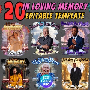 Editable Memorial Shirt Design Templates, Memorial Design, Funeral and Celebration of Life Canva Design Template,Celebration of Life Tshirt