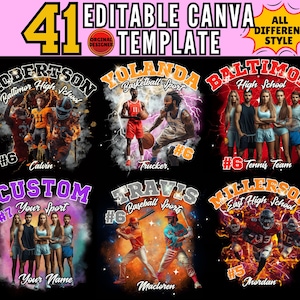 41 Football Mascot Tshirt Canva Template, Editable Football T Shirt Sublimation Photo Collage Shirt, Sports Mascot Design, Homecoming School