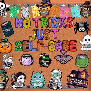 Halloween Self-Care Bulletin Board Kit: Classroom Decor (Digital Download)